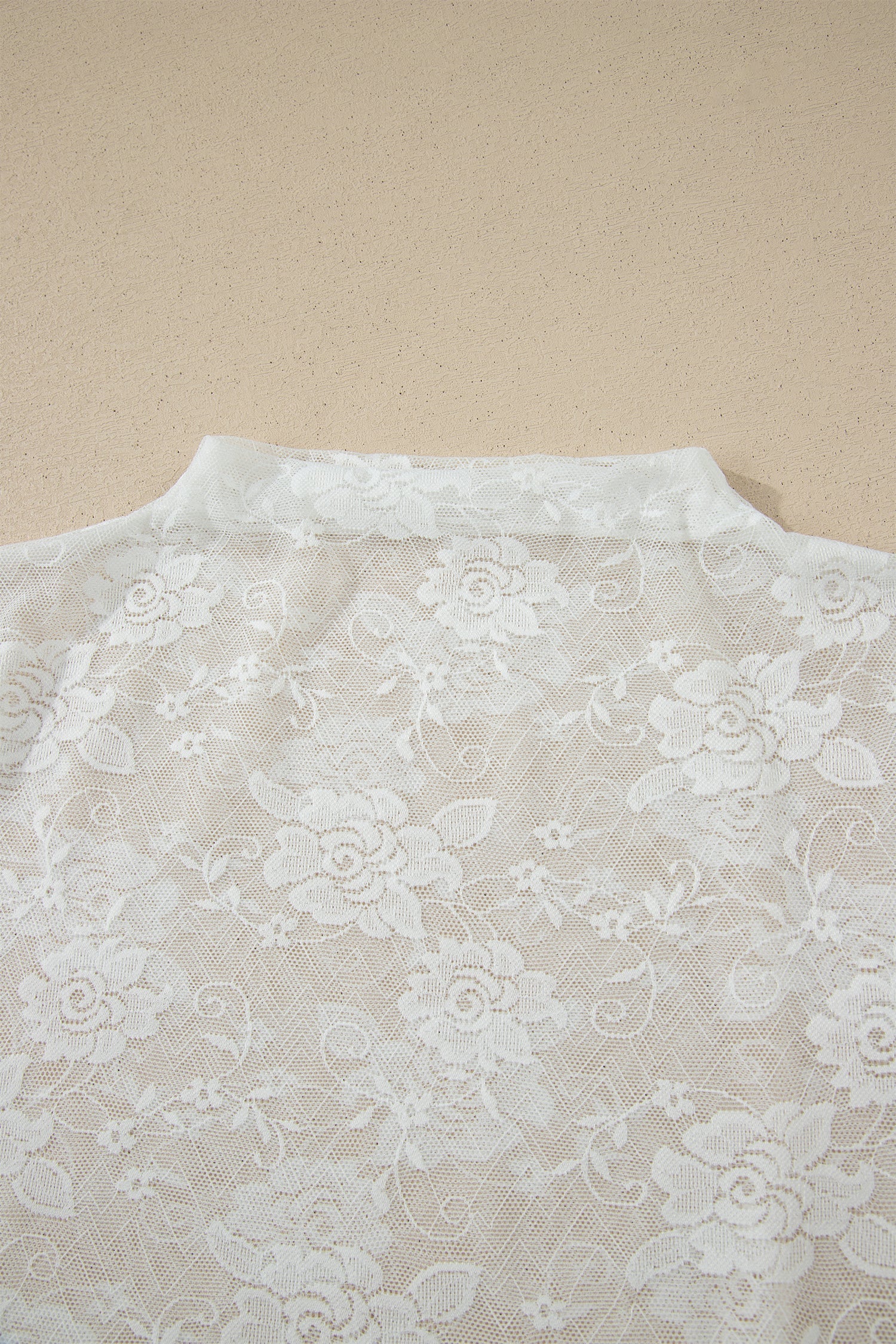 Sheer Lace Mesh Round Neck T-Shirt