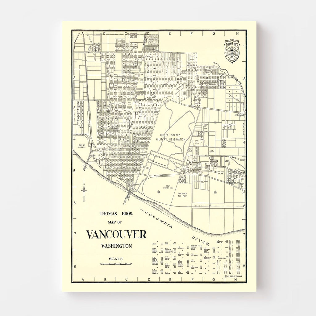 Vintage Map of Vancouver, Washington 1920