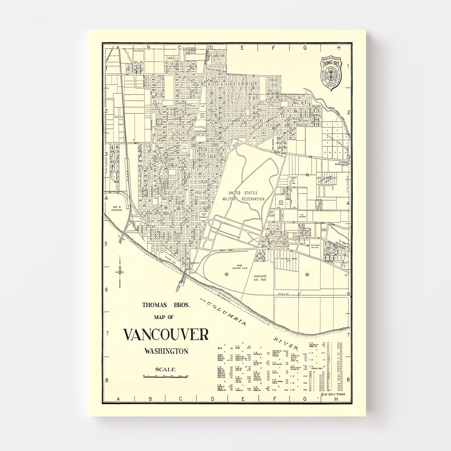Vintage Map of Vancouver, Washington 1920