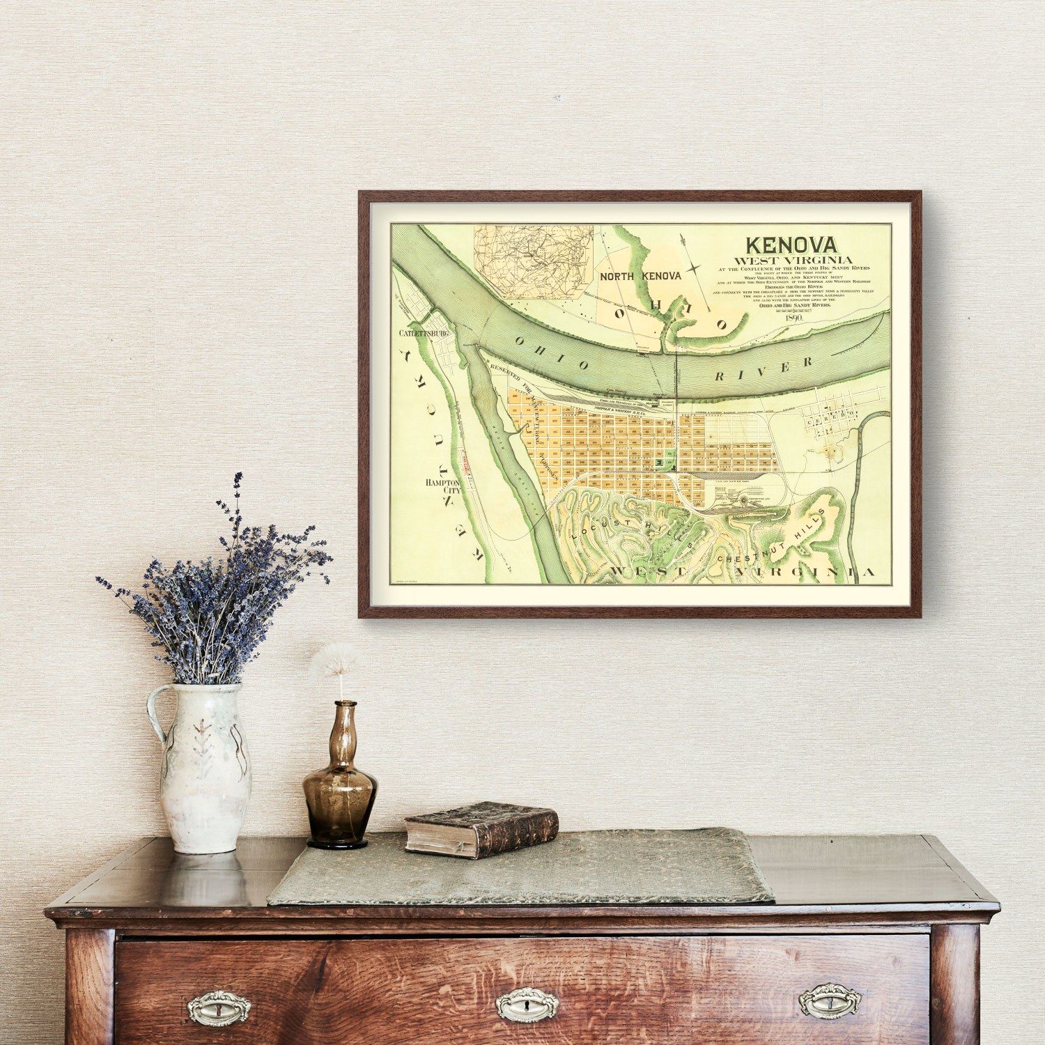 Vintage Map of Kenova, West Virginia 1890