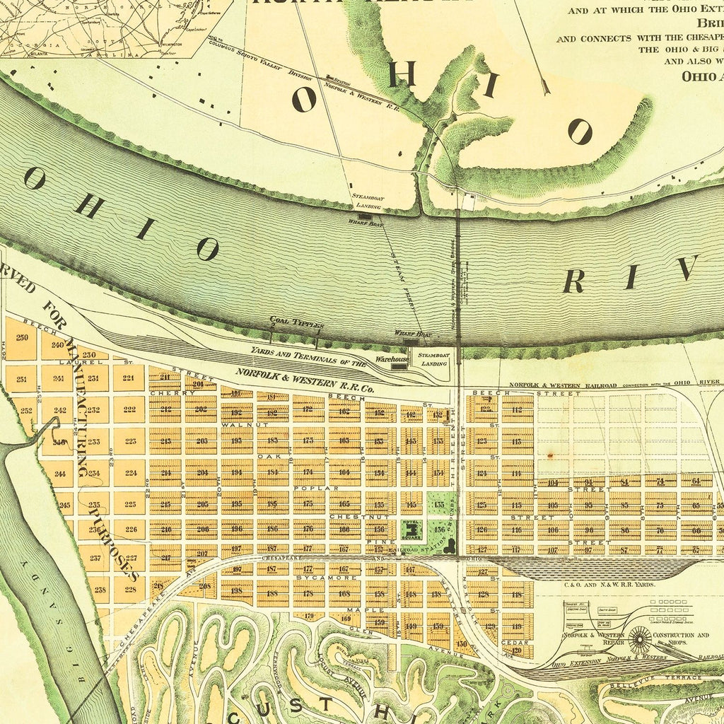Vintage Map of Kenova, West Virginia 1890