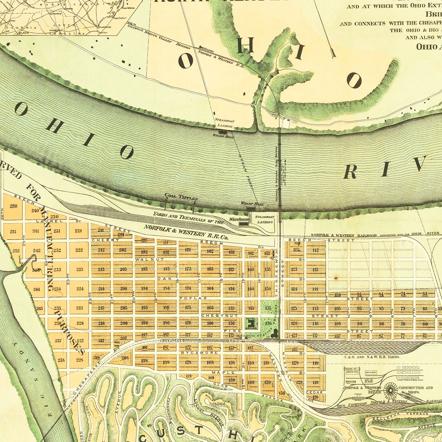 Vintage Map of Kenova, West Virginia 1890