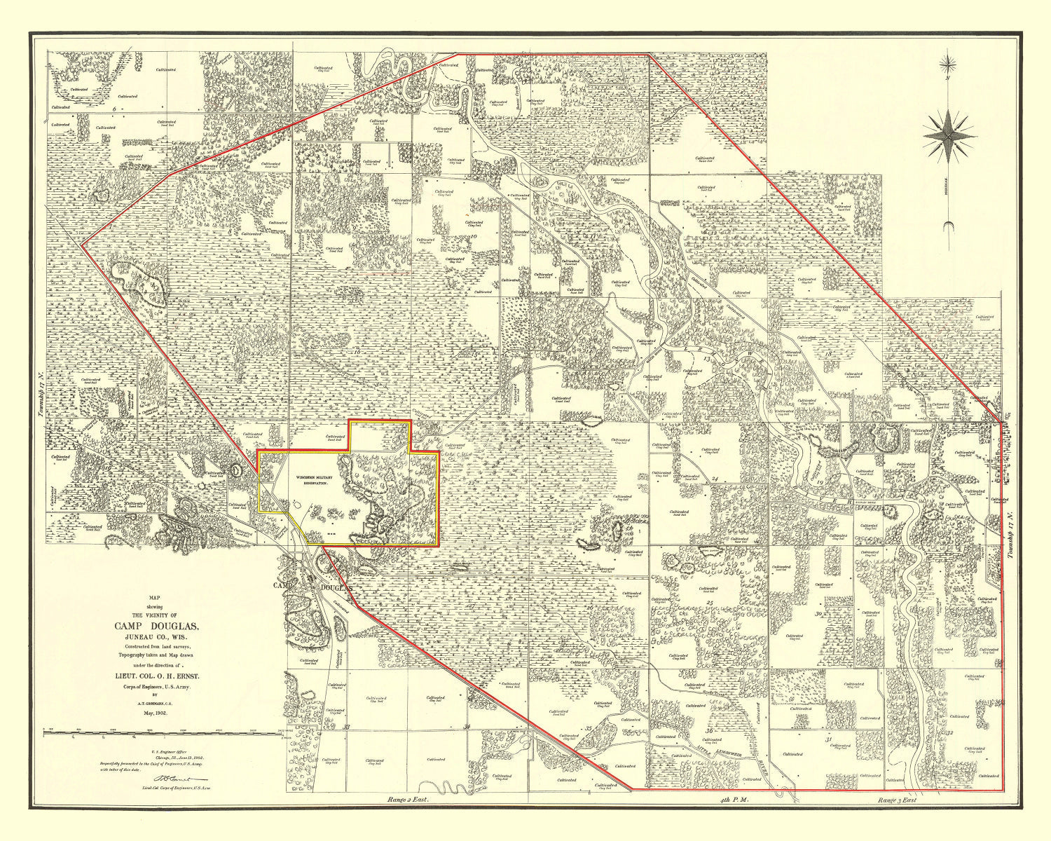 Vintage Map of Volk Field Air Base, 1902