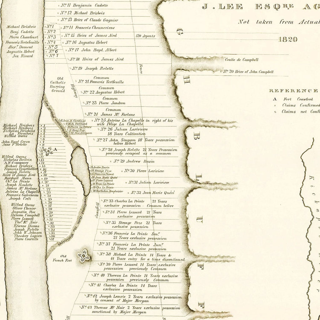Vintage Map of Prairie des Chiens, Wisconsin 1834