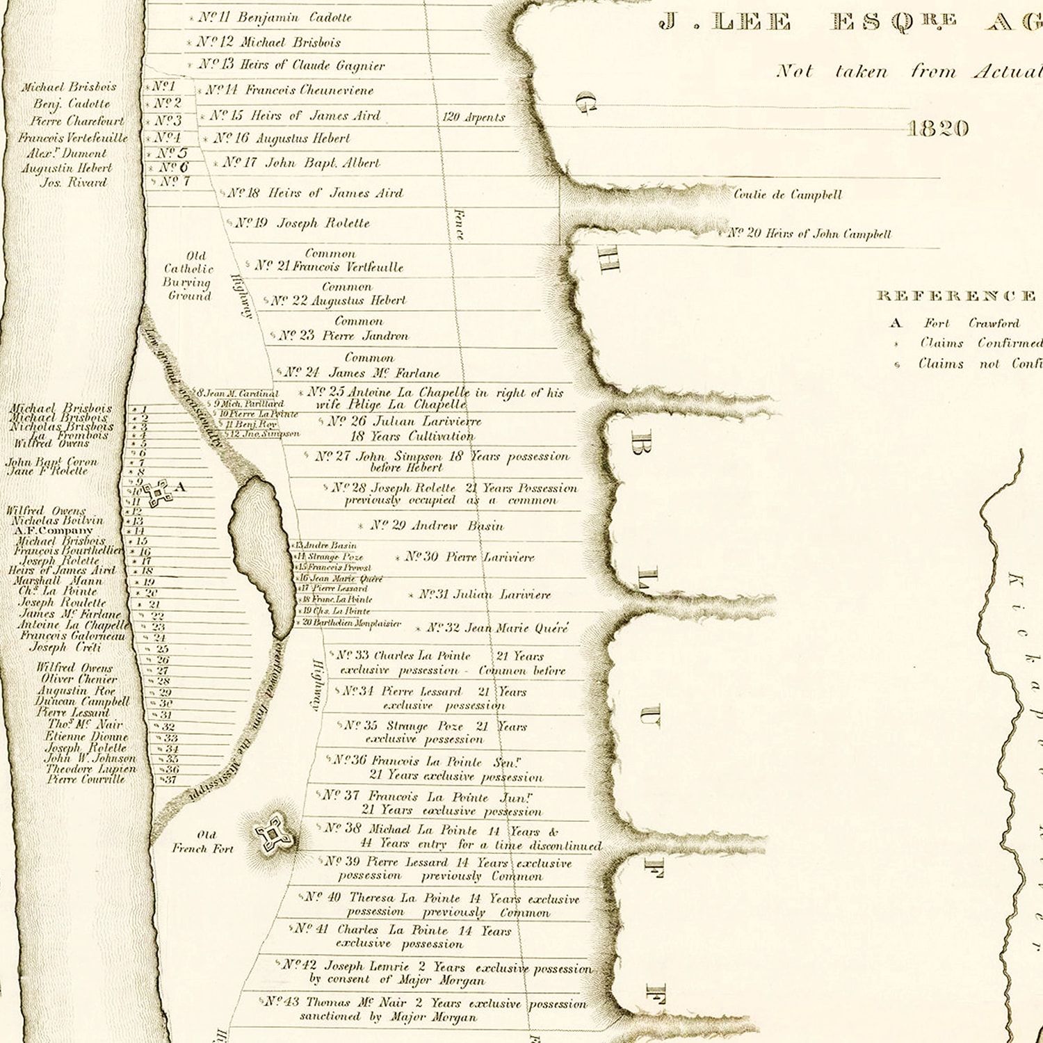 Vintage Map of Prairie des Chiens, Wisconsin 1834