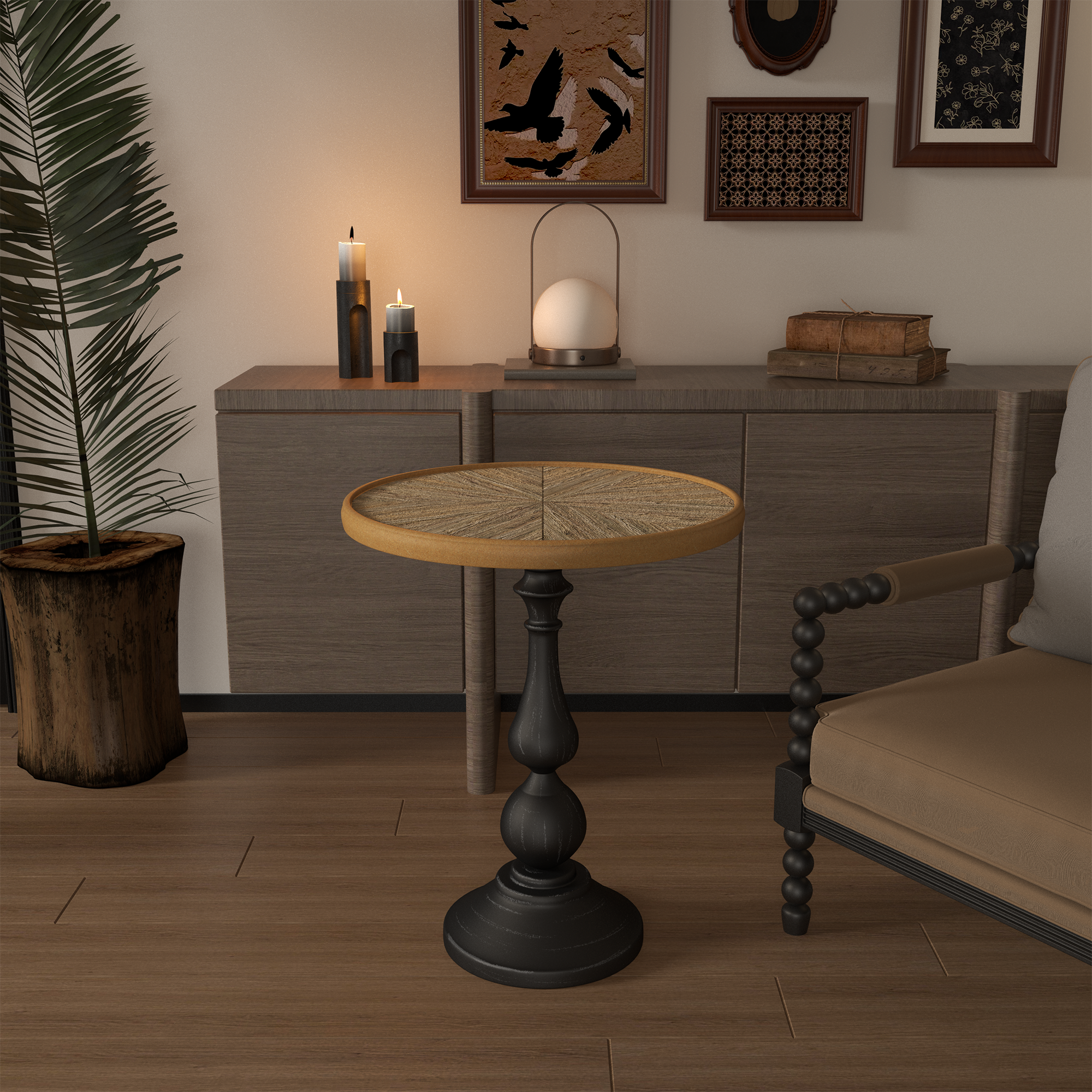Wooden End Tables Retro Side Table French Country Accent Coffee Side Table Modern Small Round Tea Table Pedestal Side End Table for Living Room Household Restaurant Homestay