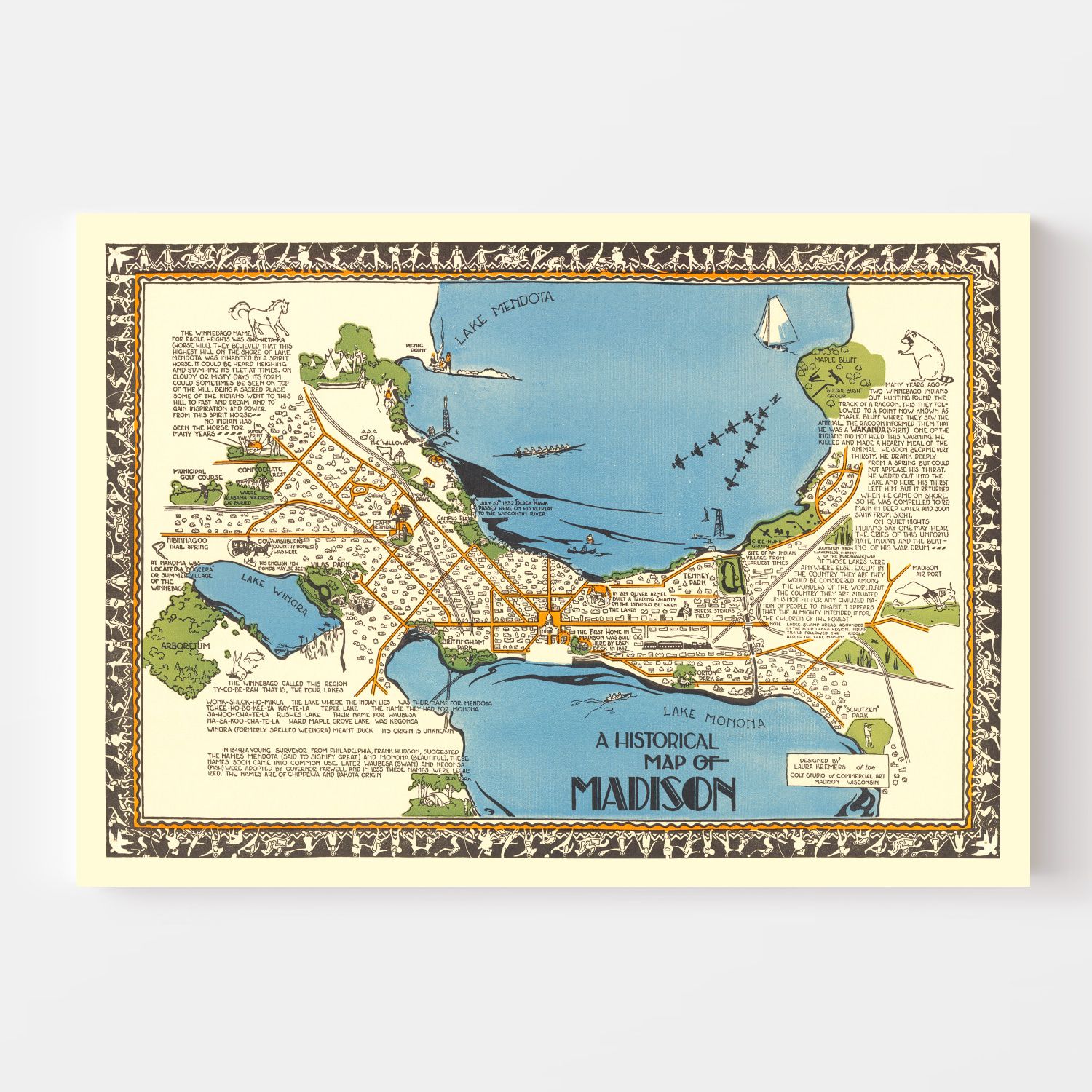 Vintage Map of Madison, Wisconsin 1924