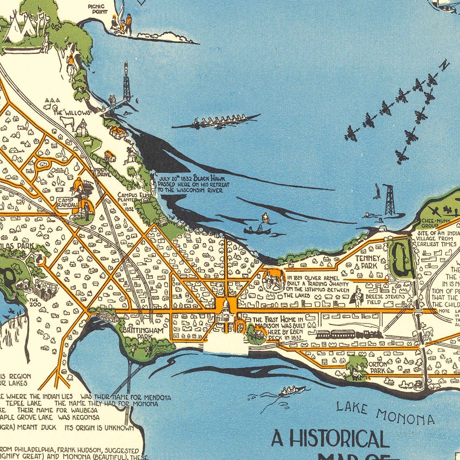 Vintage Map of Madison, Wisconsin 1924