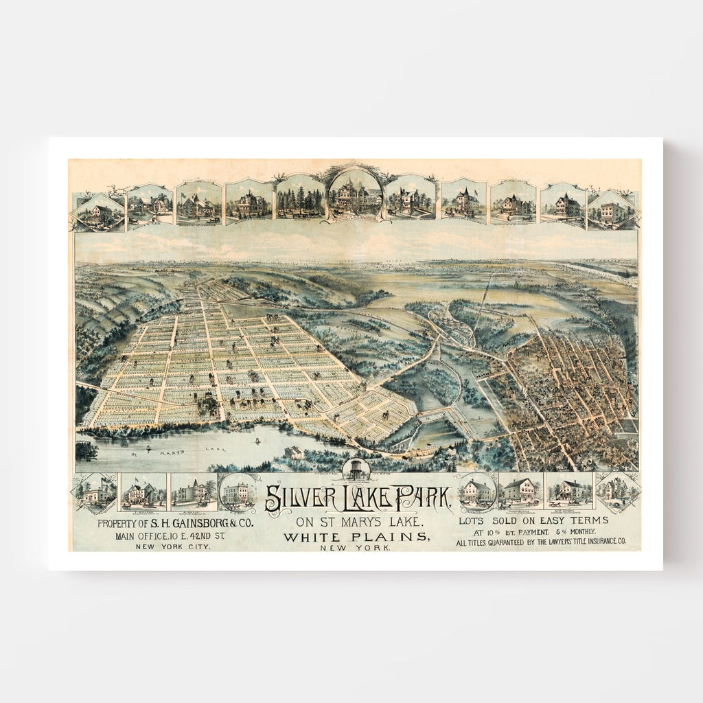 Vintage Map of White Plains, New York 1880