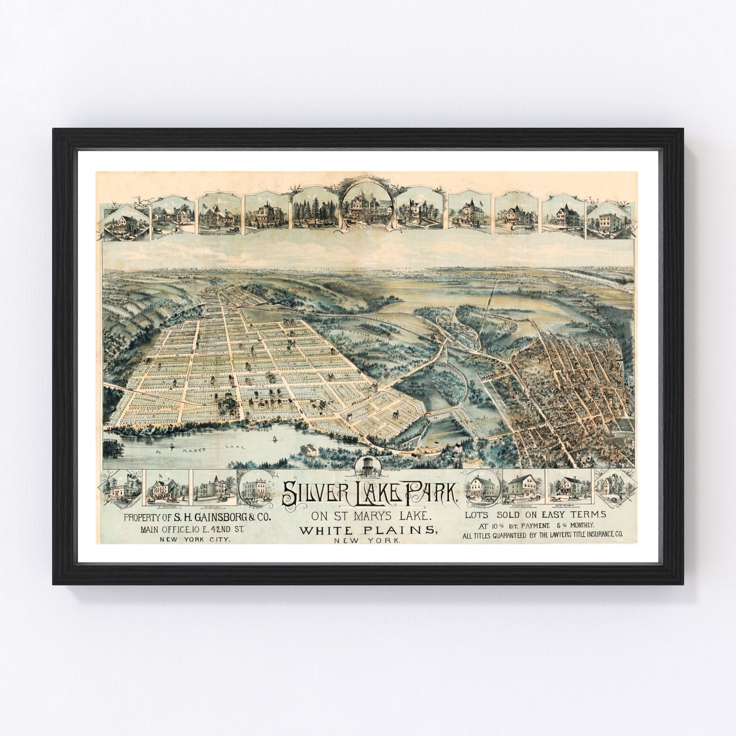 Vintage Map of White Plains, New York 1880