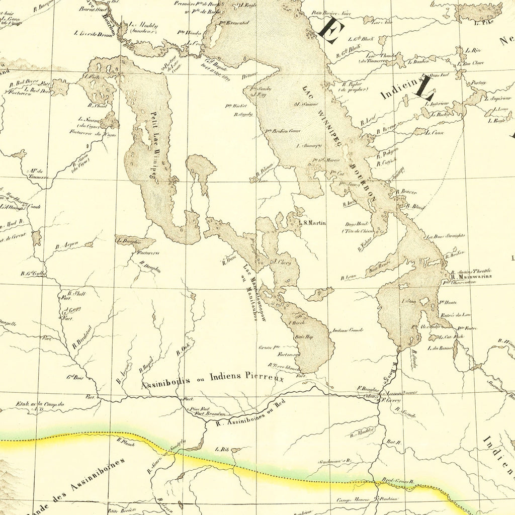 Vintage Map of Upper Missouri River, 1825