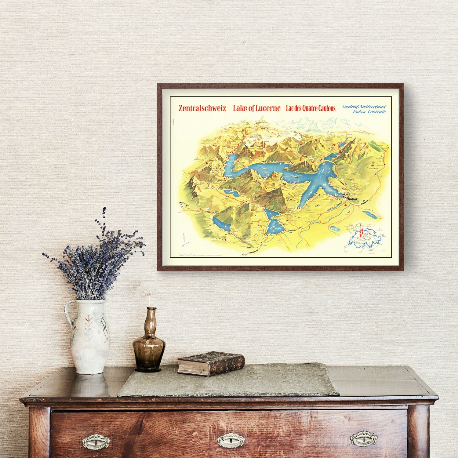 Vintage Map of Lake Lucerne, 1938