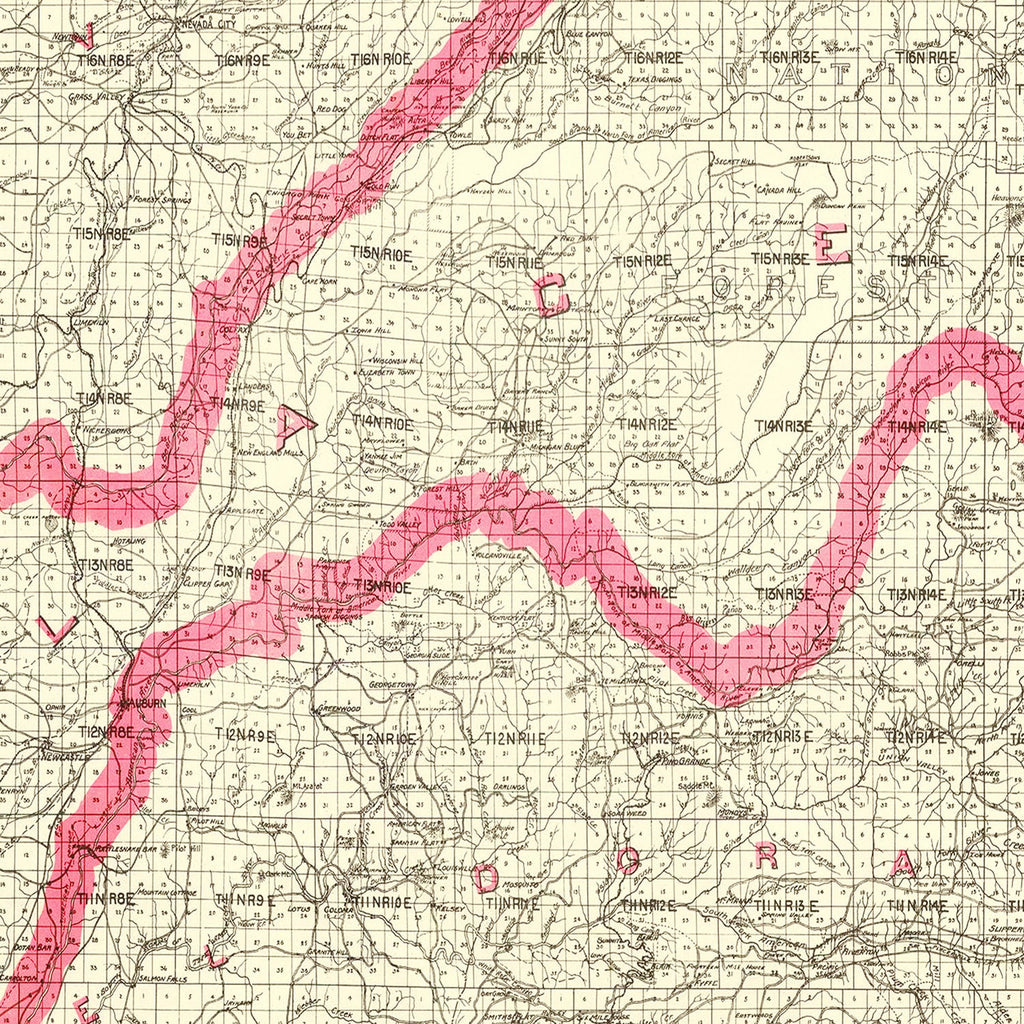 Vintage Map of Lake Tahoe, 1914