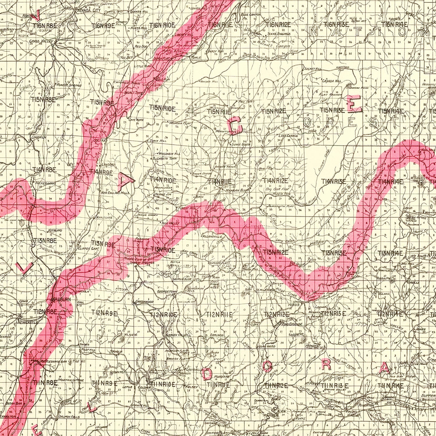Vintage Map of Lake Tahoe, 1914