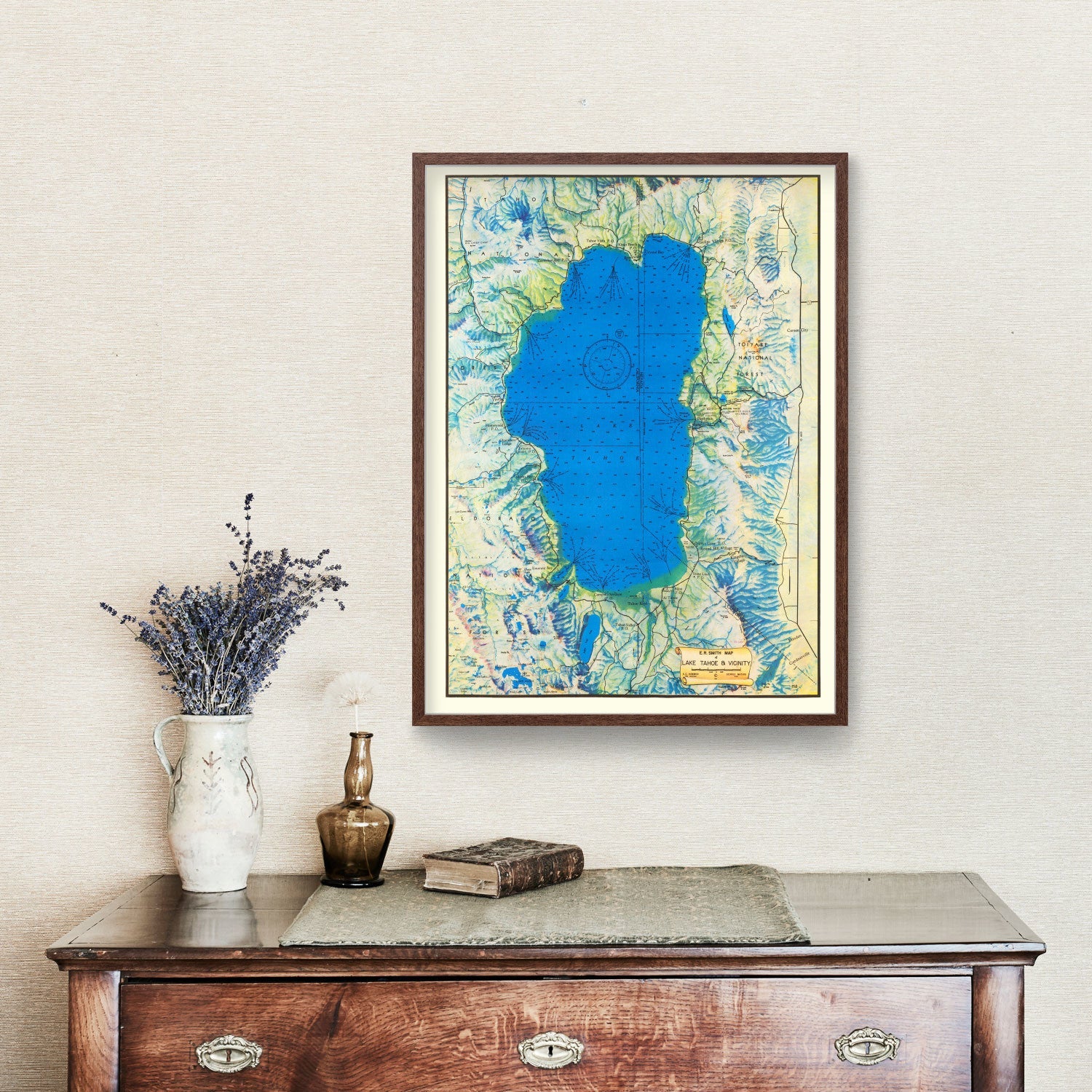 Vintage Map of Lake Tahoe, 1947