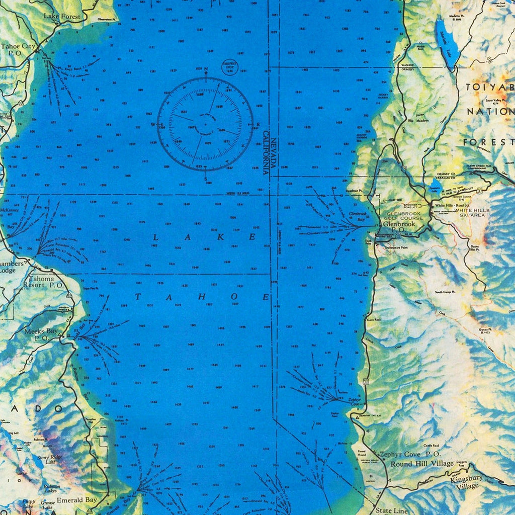 Vintage Map of Lake Tahoe, 1947