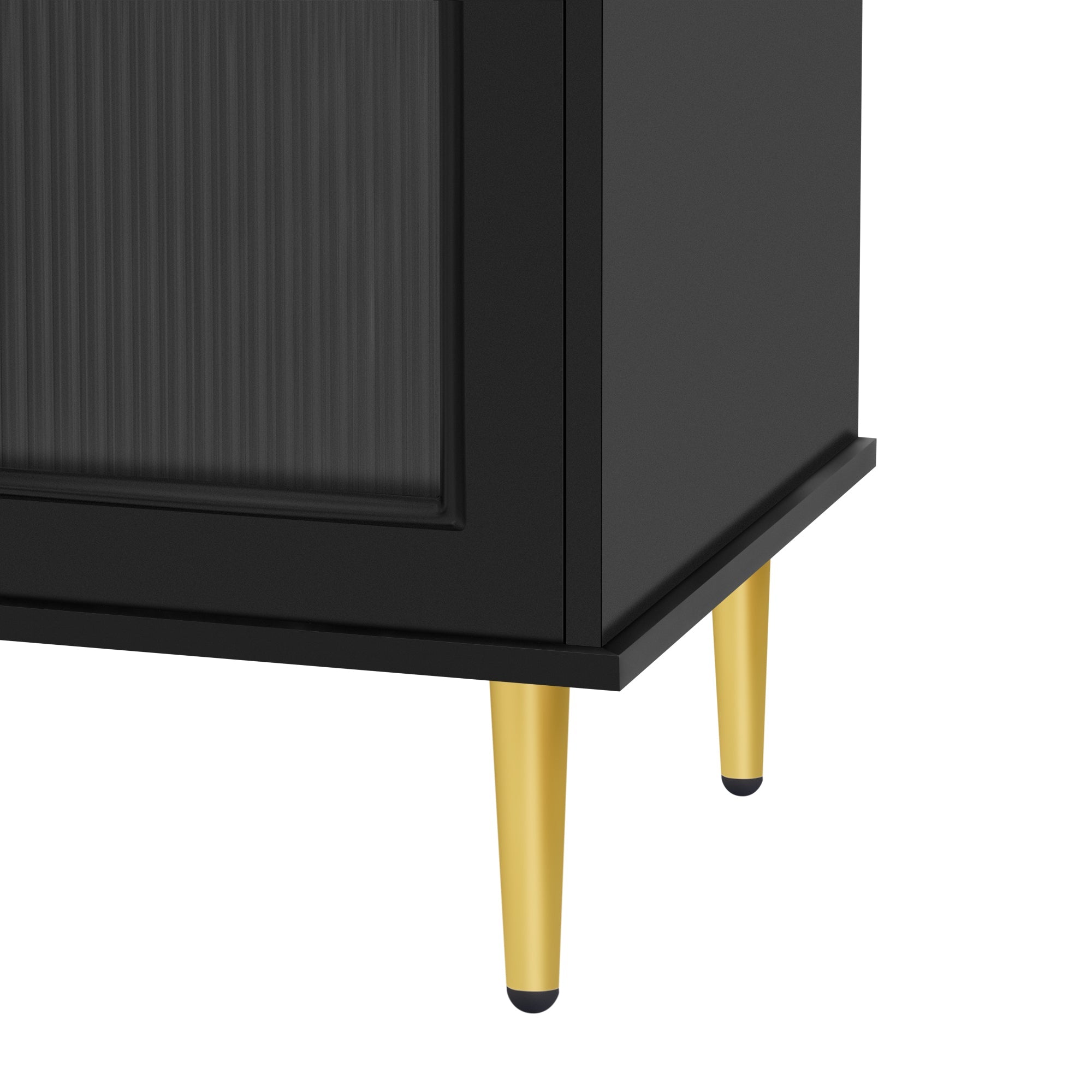 U-Can 78.7'' Modern TV Stand, TV Cabinet with Five Metal Legs and Metal Handles, 2 Drawers and 2 Cabinets with Fluted Glass Doors For Living room, Up to 80'' (Old SKU: SJ000122AAB)
