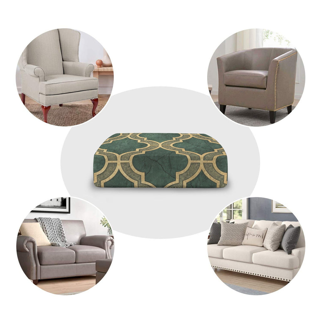 Christmas Green with Gold Trim Sofa Cushion Slip Covers (Pack of 3)