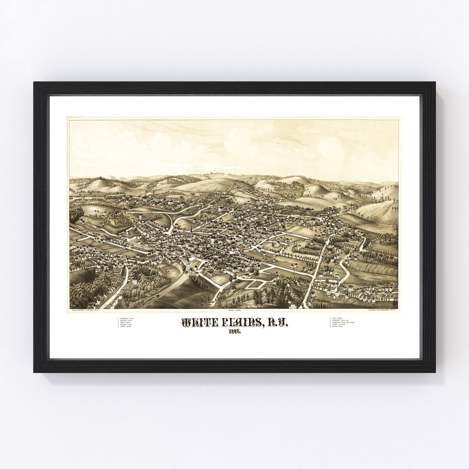 Vintage Map of White Plains, New York 1887