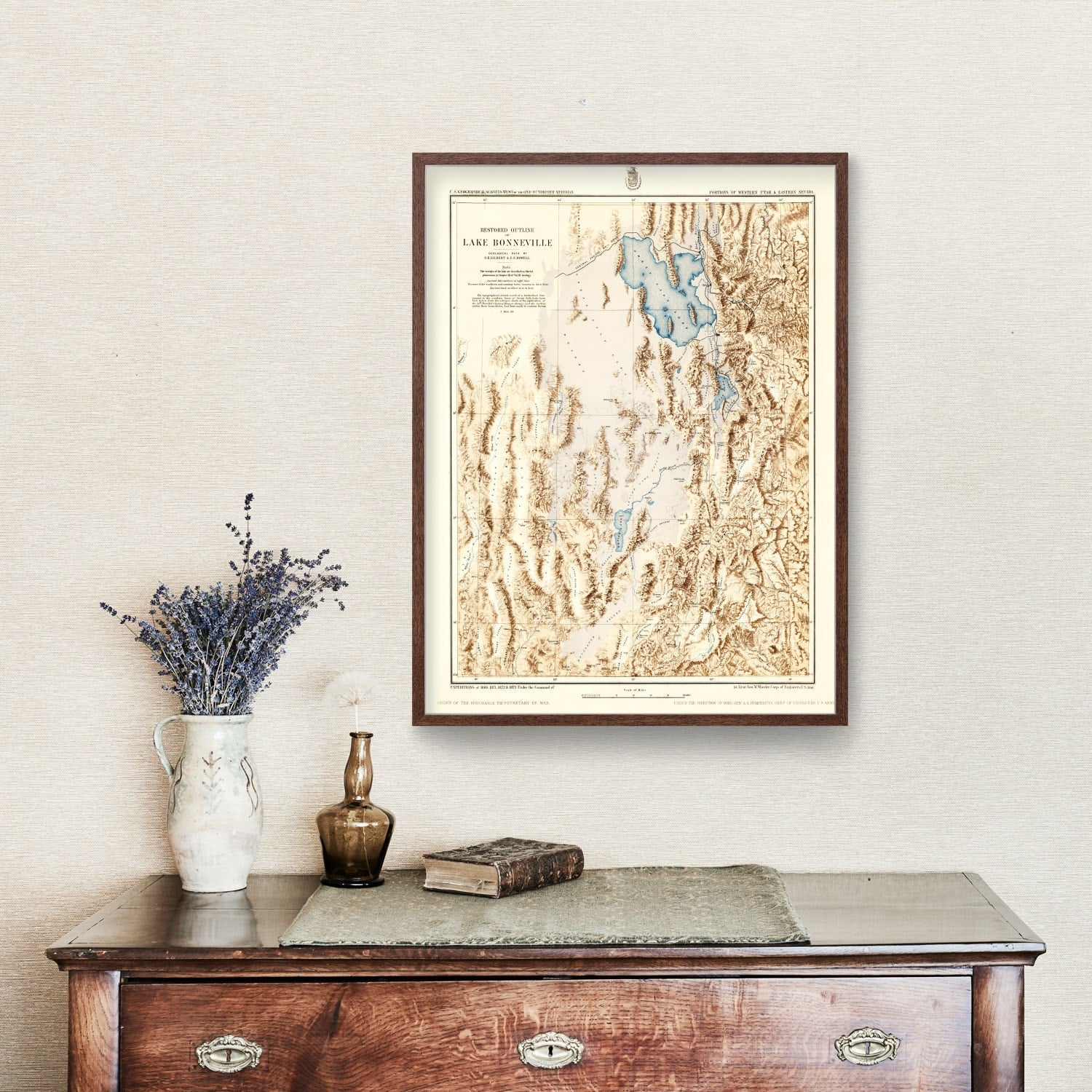 Vintage Map of Lake Bonneville, 1877
