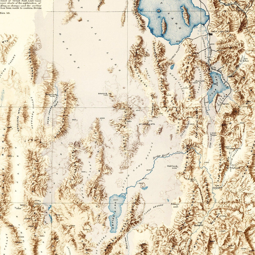 Vintage Map of Lake Bonneville, 1877