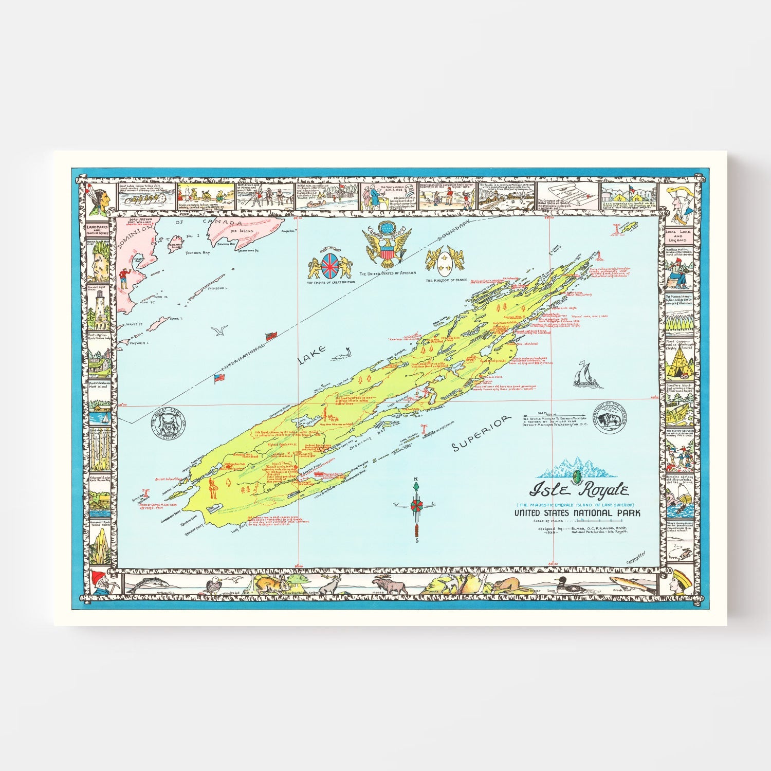 Vintage Map of Isle Royale, 1939