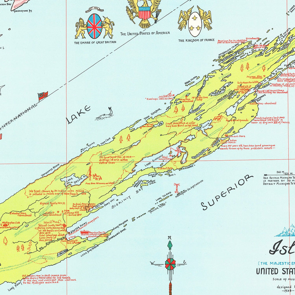 Vintage Map of Isle Royale, 1939
