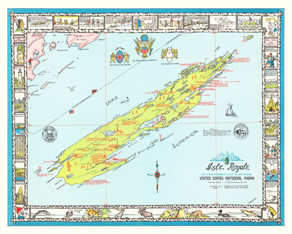 Vintage Map of Isle Royale, 1939
