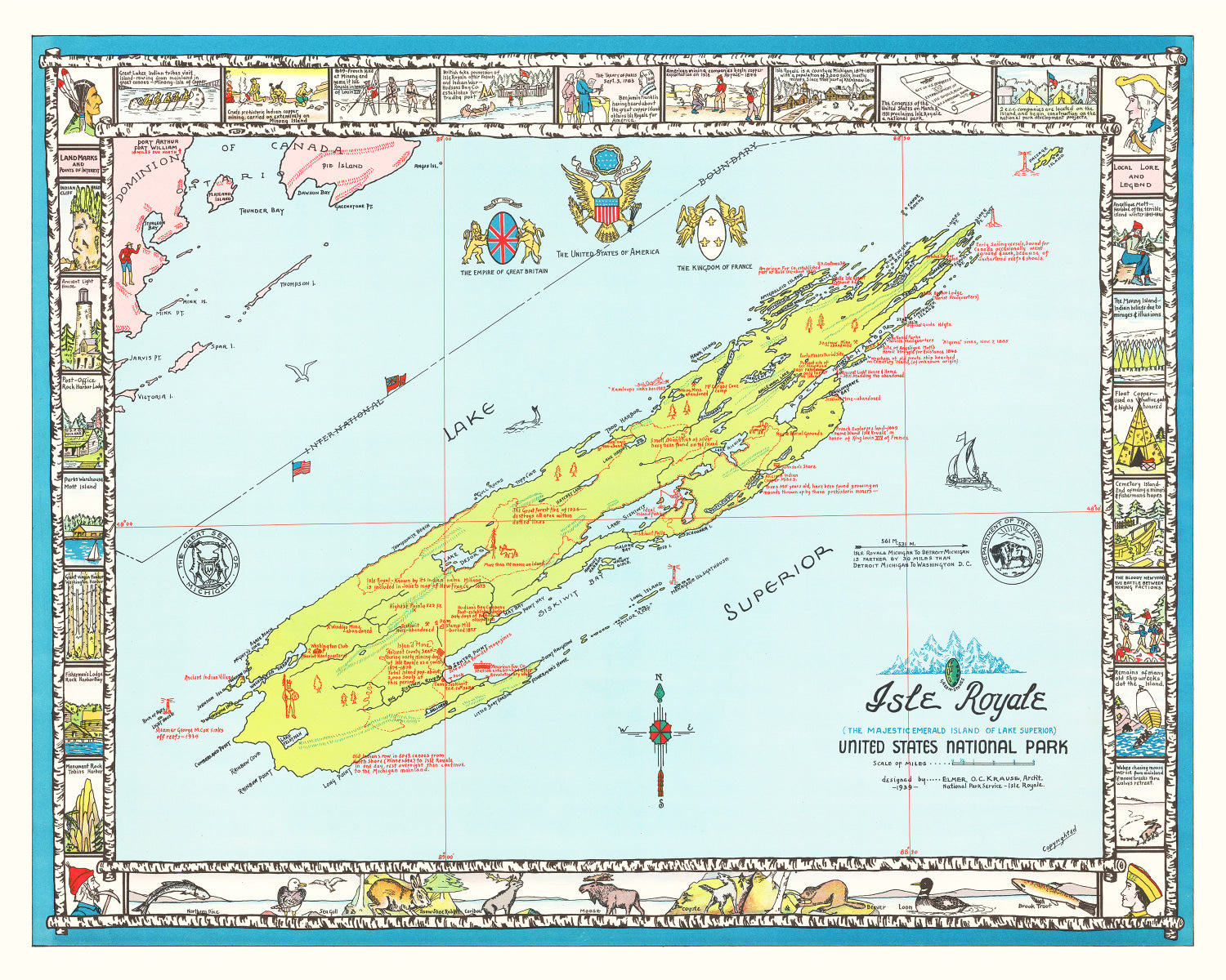 Vintage Map of Isle Royale, 1939
