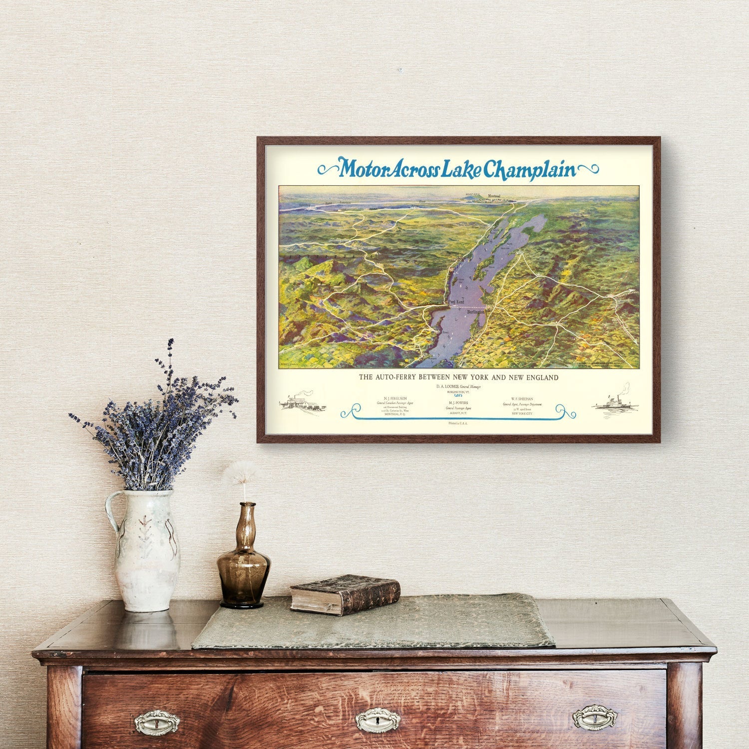 Vintage Map of Lake Champlain, 1932