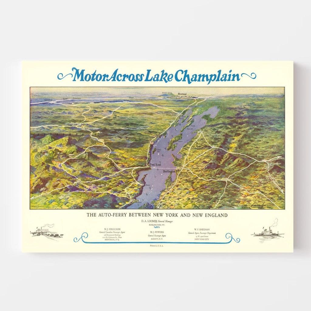 Vintage Map of Lake Champlain, 1932