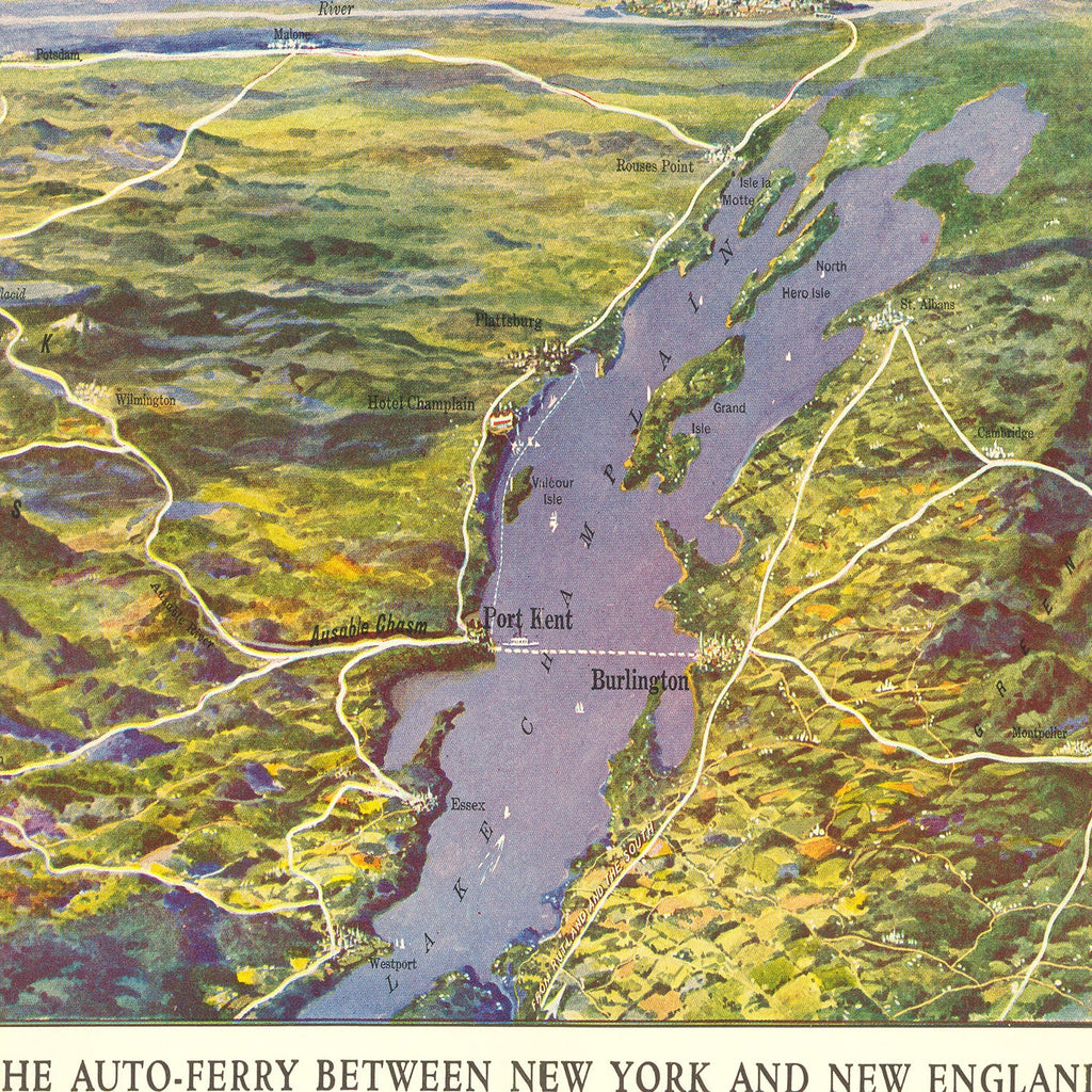 Vintage Map of Lake Champlain, 1932