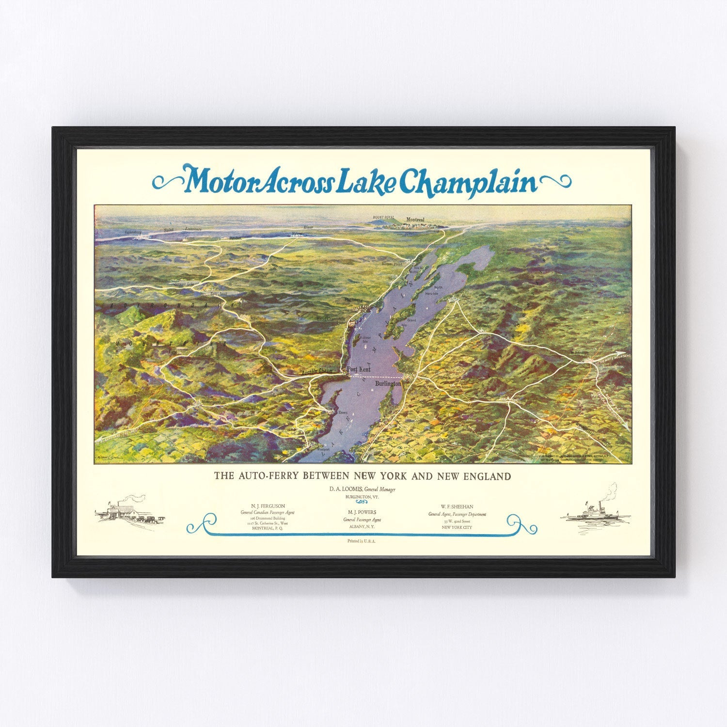 Vintage Map of Lake Champlain, 1932