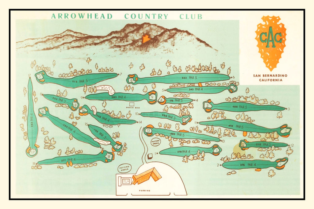 Vintage Map of Arrowhead Country Club, 1960