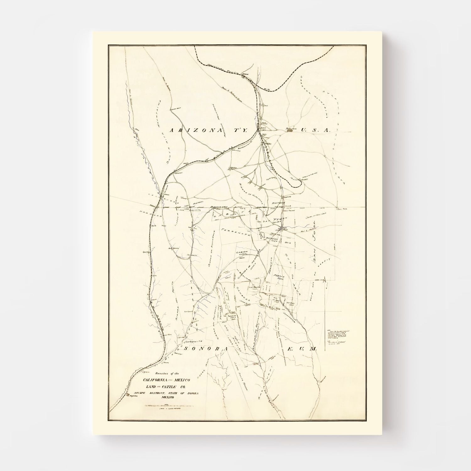 Vintage Map of Cochise County, California 1905
