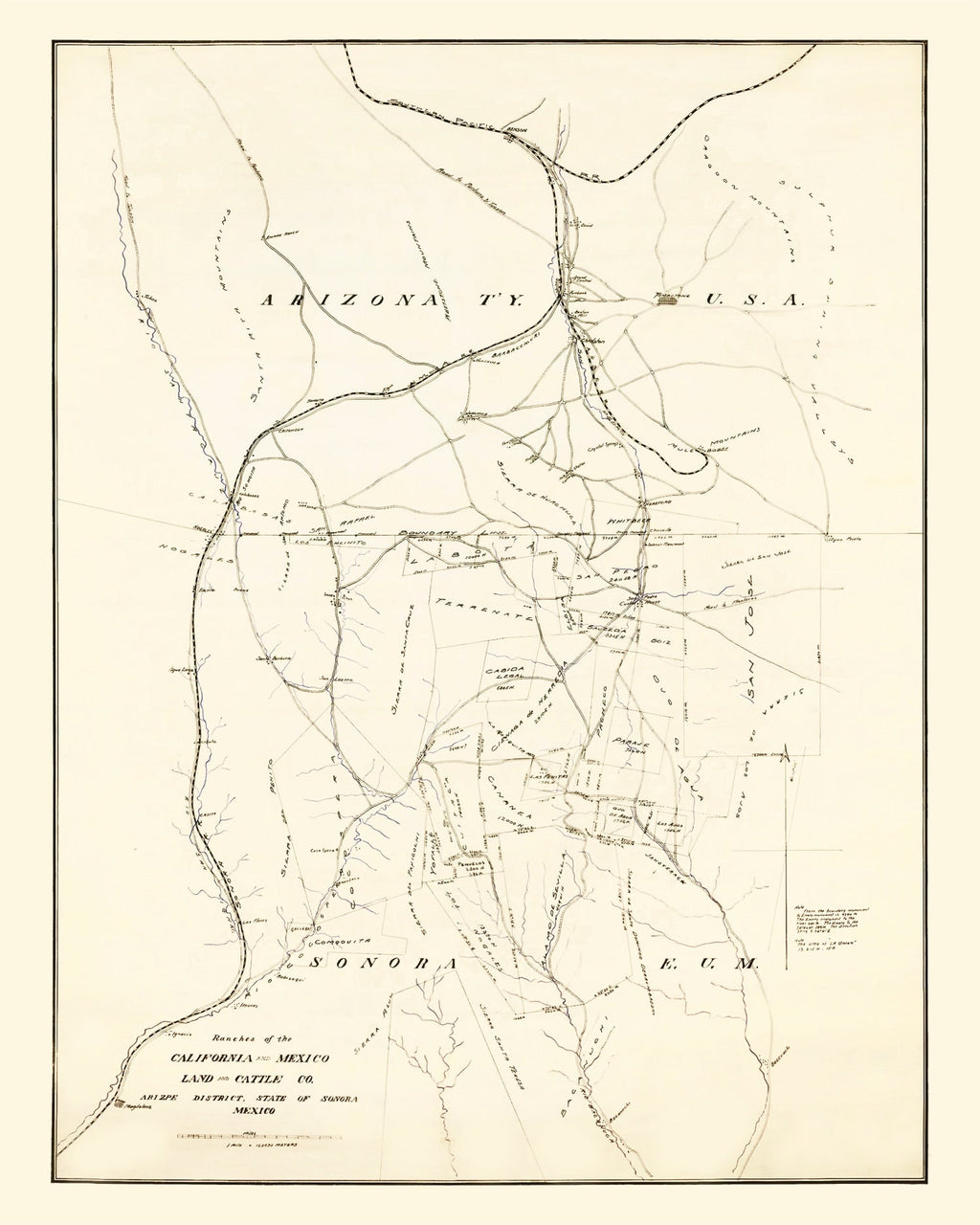 Vintage Map of Cochise County, California 1905