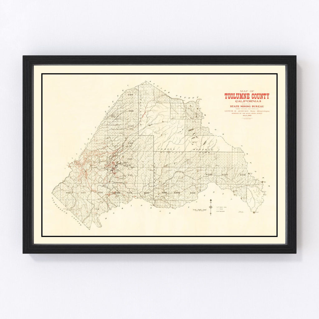 Vintage Map of Tuolomne County, California 1904