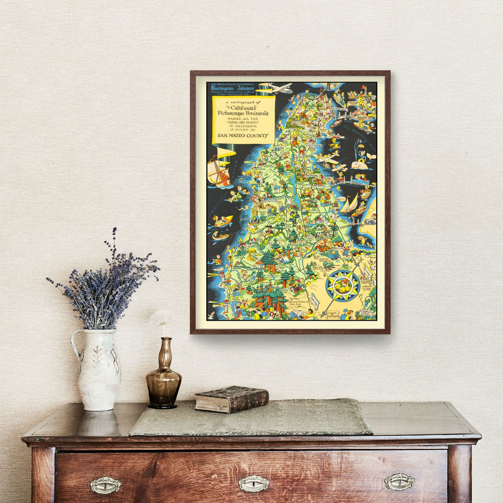 Vintage Map of San Francisco County, California 1930