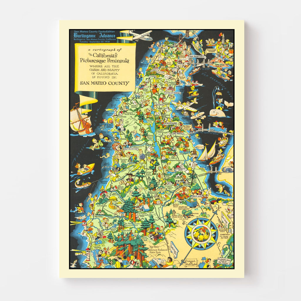 Vintage Map of San Francisco County, California 1930