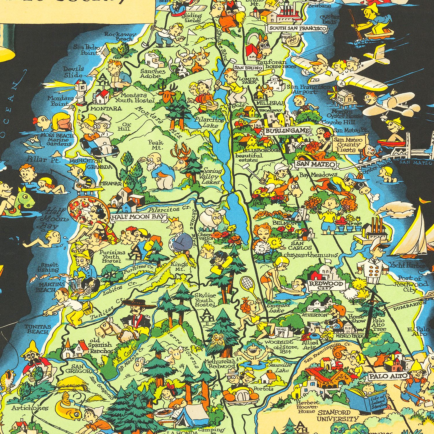 Vintage Map of San Francisco County, California 1930