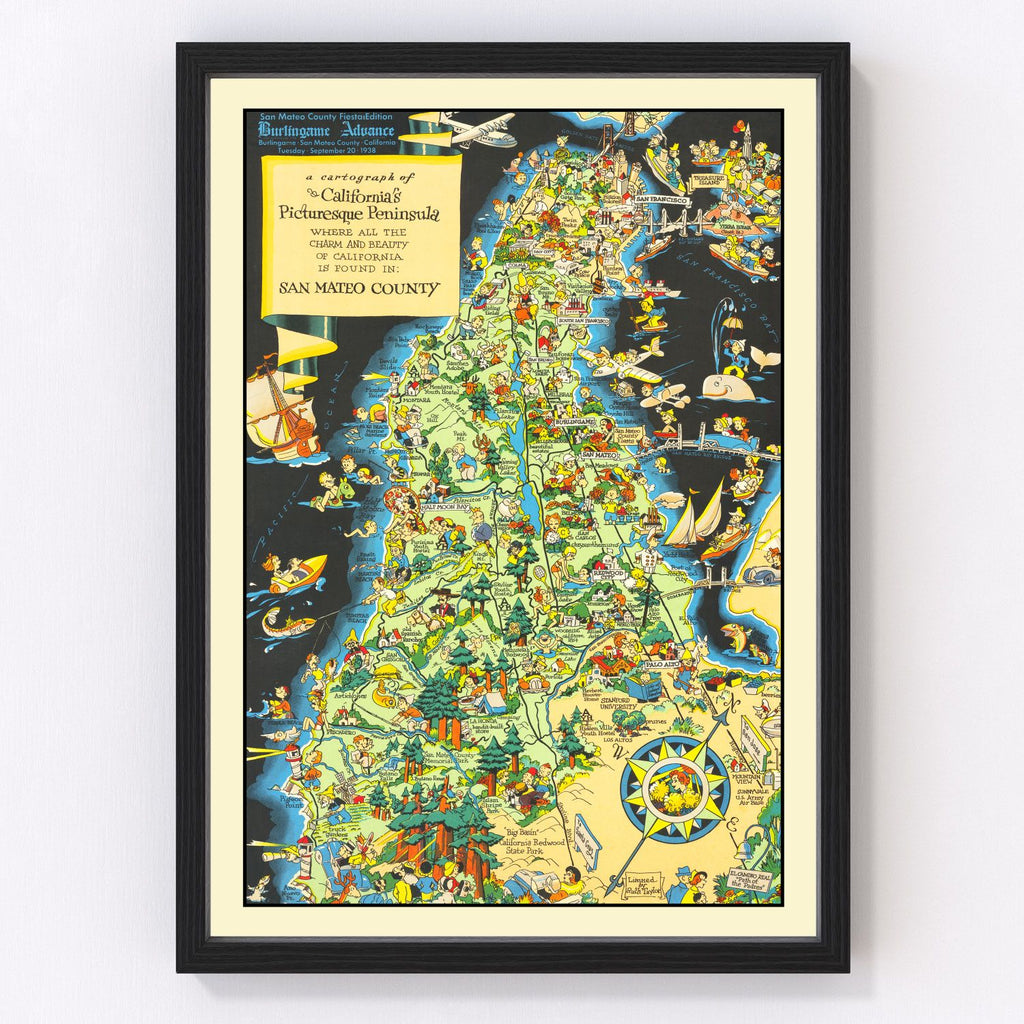 Vintage Map of San Francisco County, California 1930