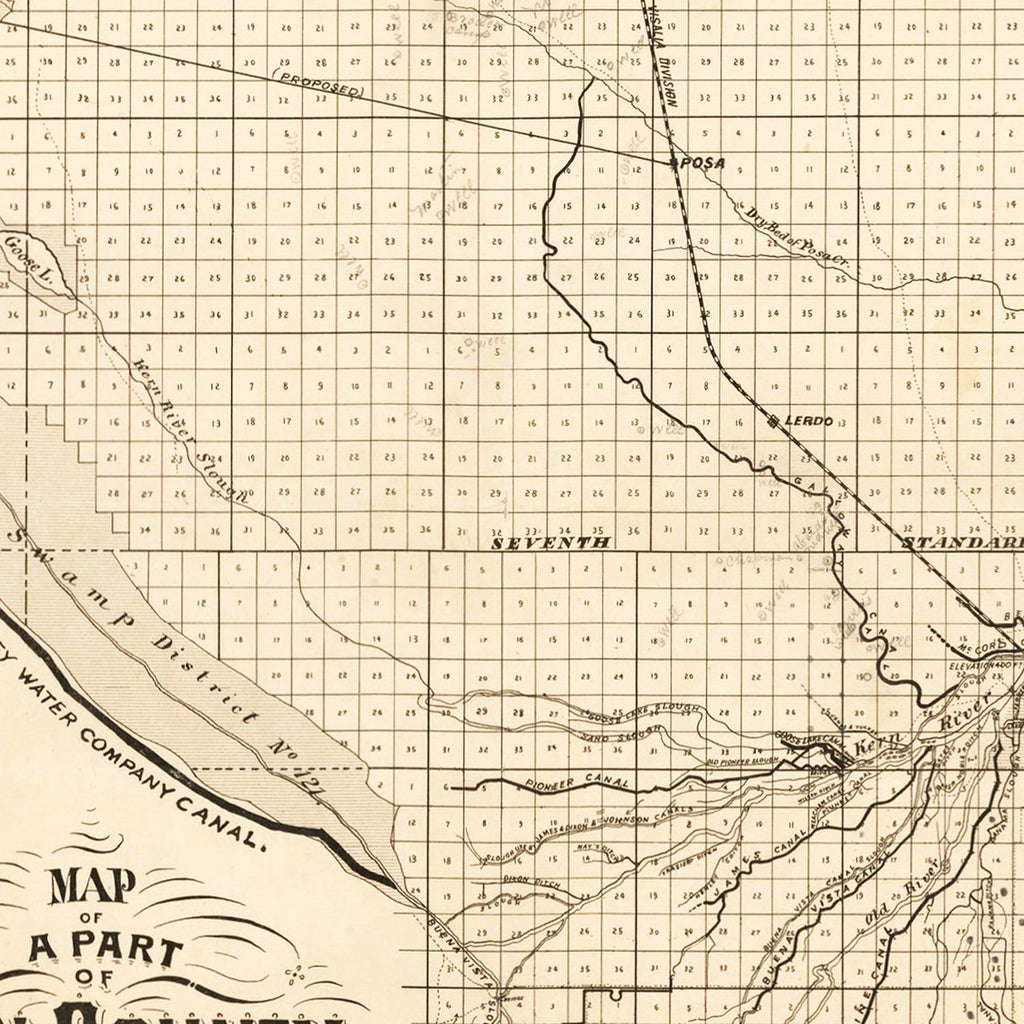 Vintage Map of Kern County, California 1877