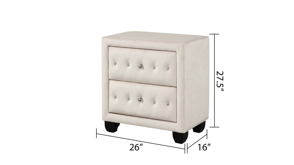 Modern Style Queen 5PC  Bedroom Set with USB Ports & Made with Wood in Cream(CA INVENTORY)