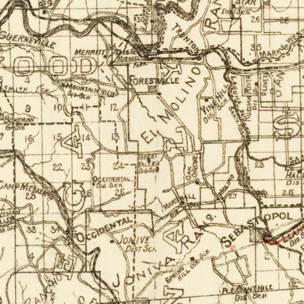 Vintage Map of Sonoma County, California 1902