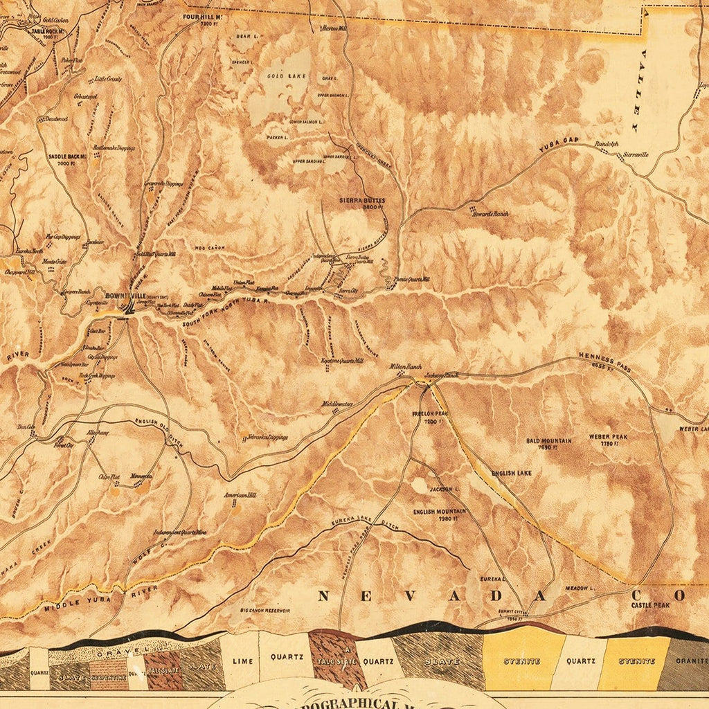 Vintage Map of Sierra County, California 1874
