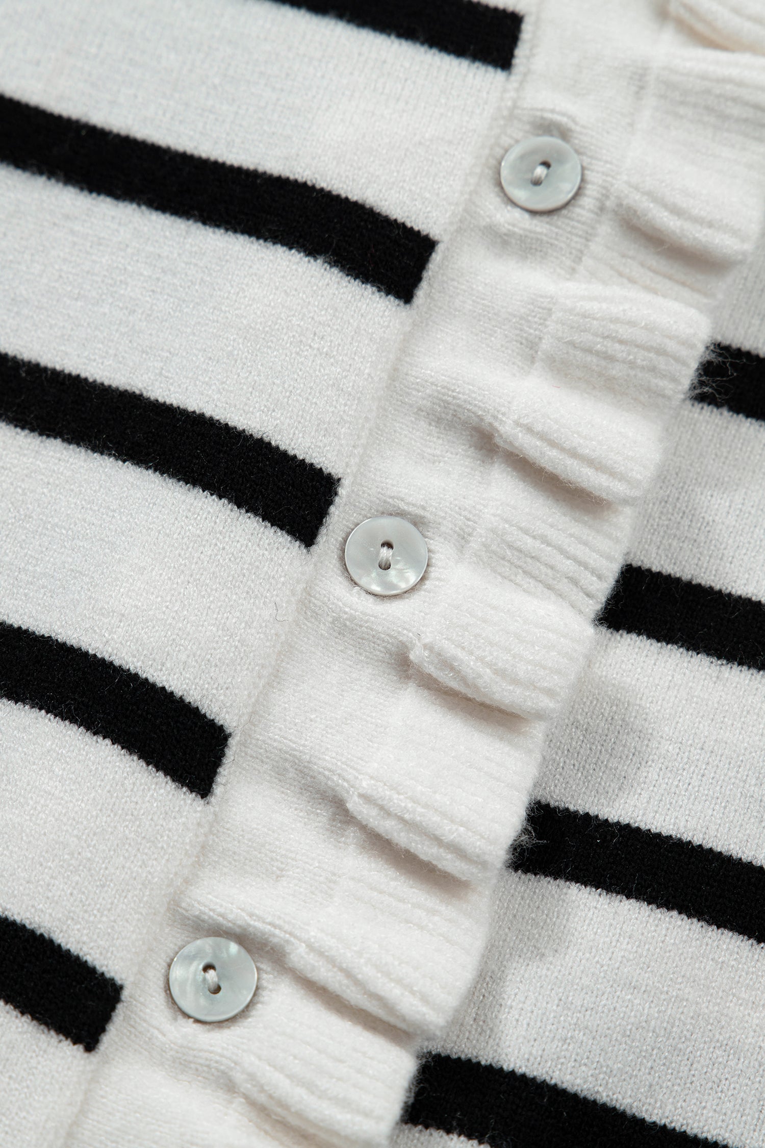 Stripe Ruffle Knit Short Sleeve Buttoned Cardigan