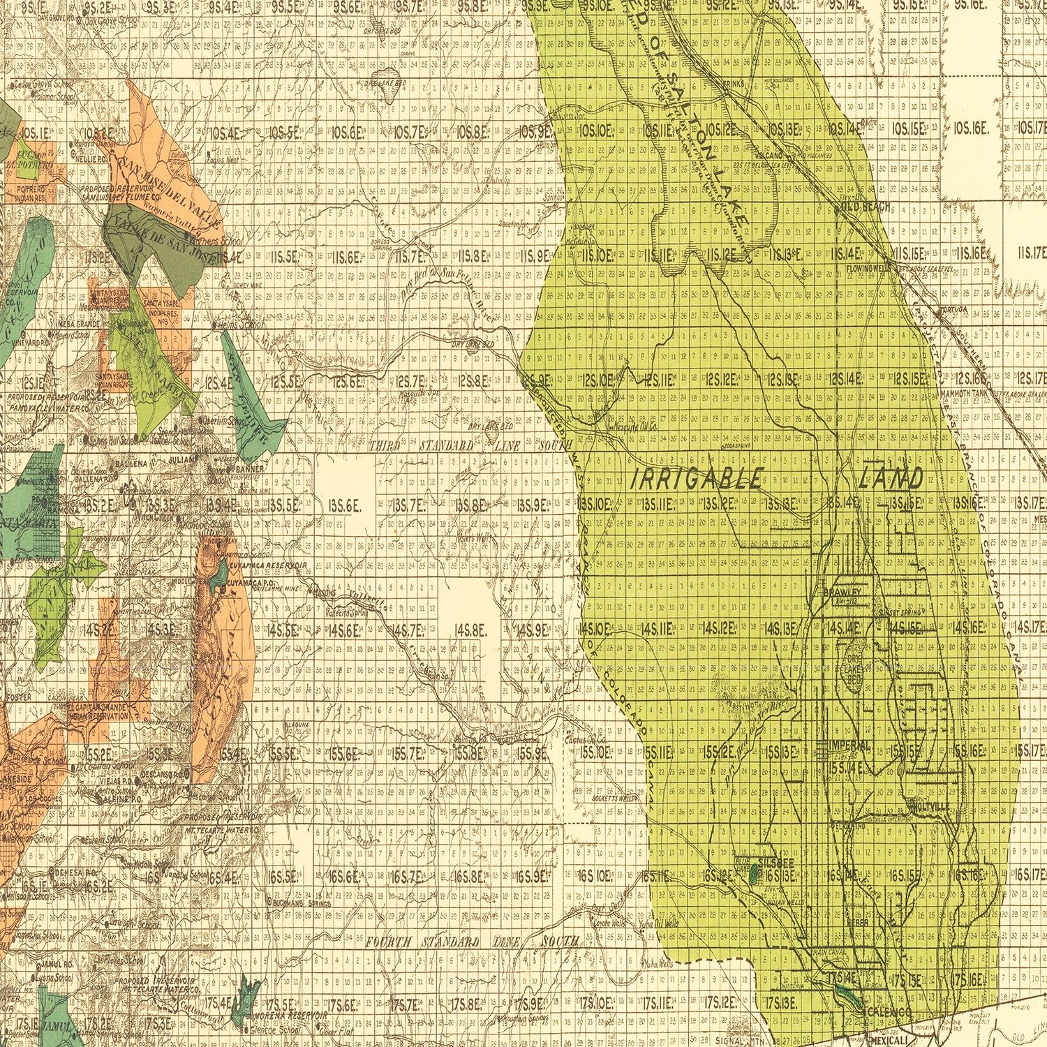 Vintage Map of San Diego County, California 1900