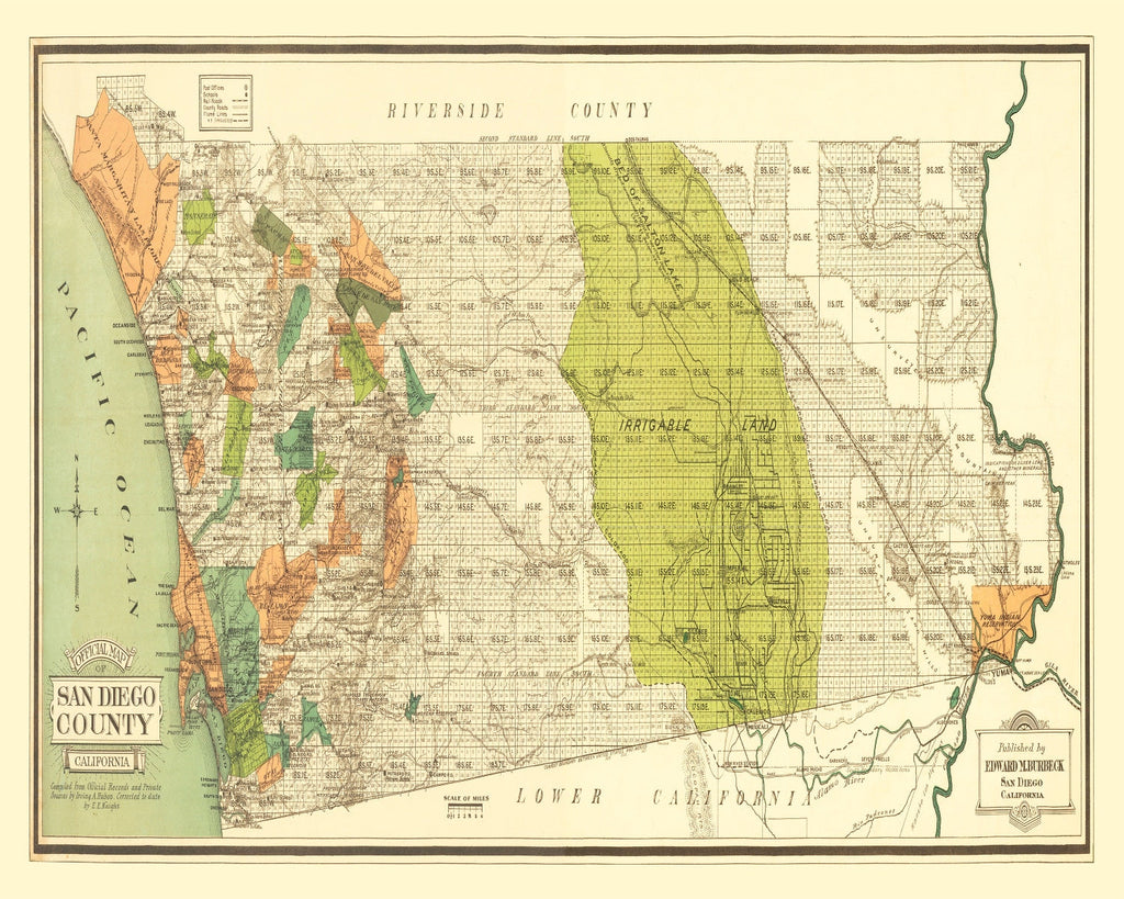 Vintage Map of San Diego County, California 1900