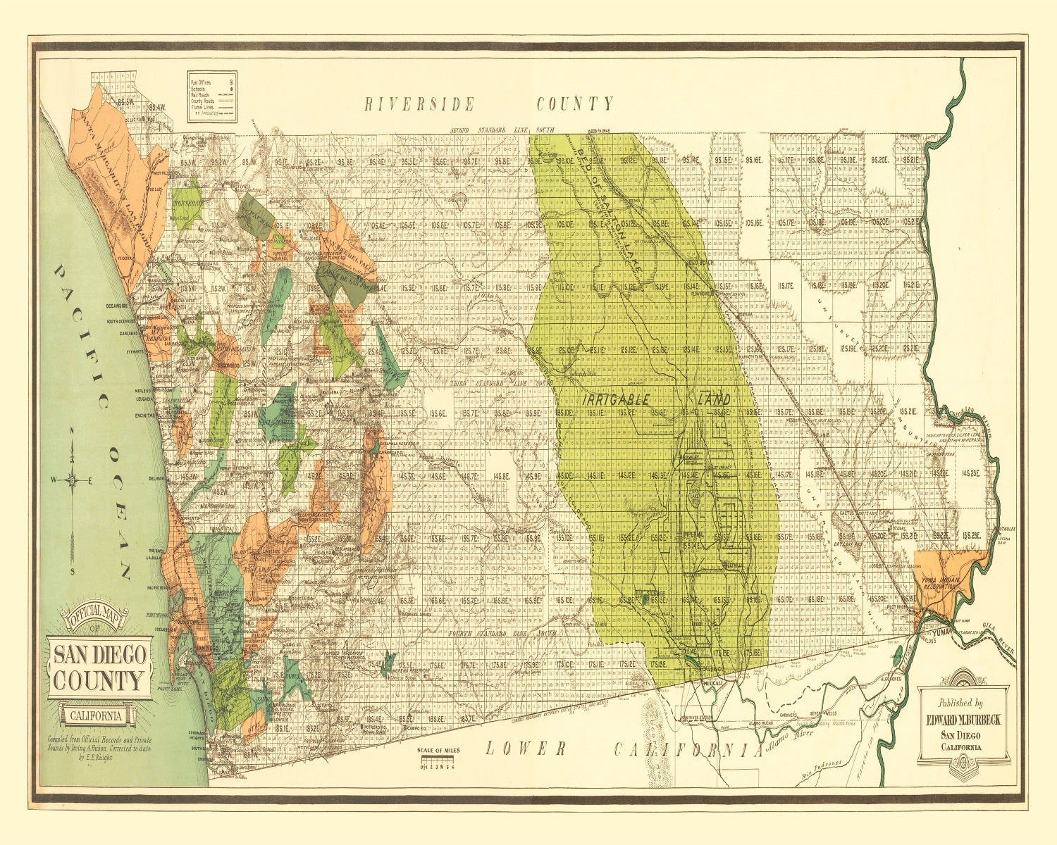 Vintage Map of San Diego County, California 1900