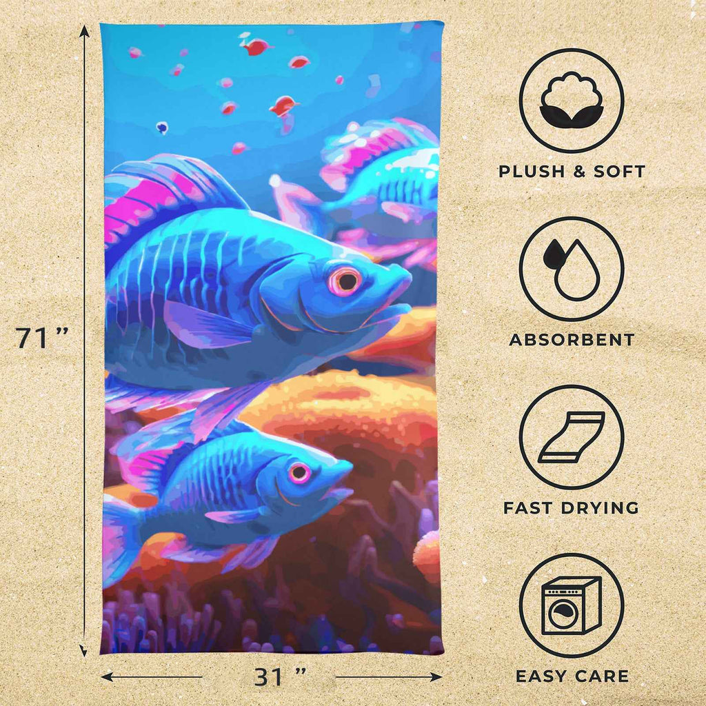 Blue Fish Beach Towel 31"x71"(NEW)
